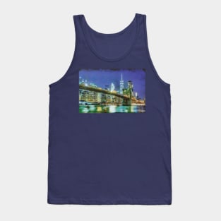 Midnight in NewYork, Canvas Painting of NY city Tank Top